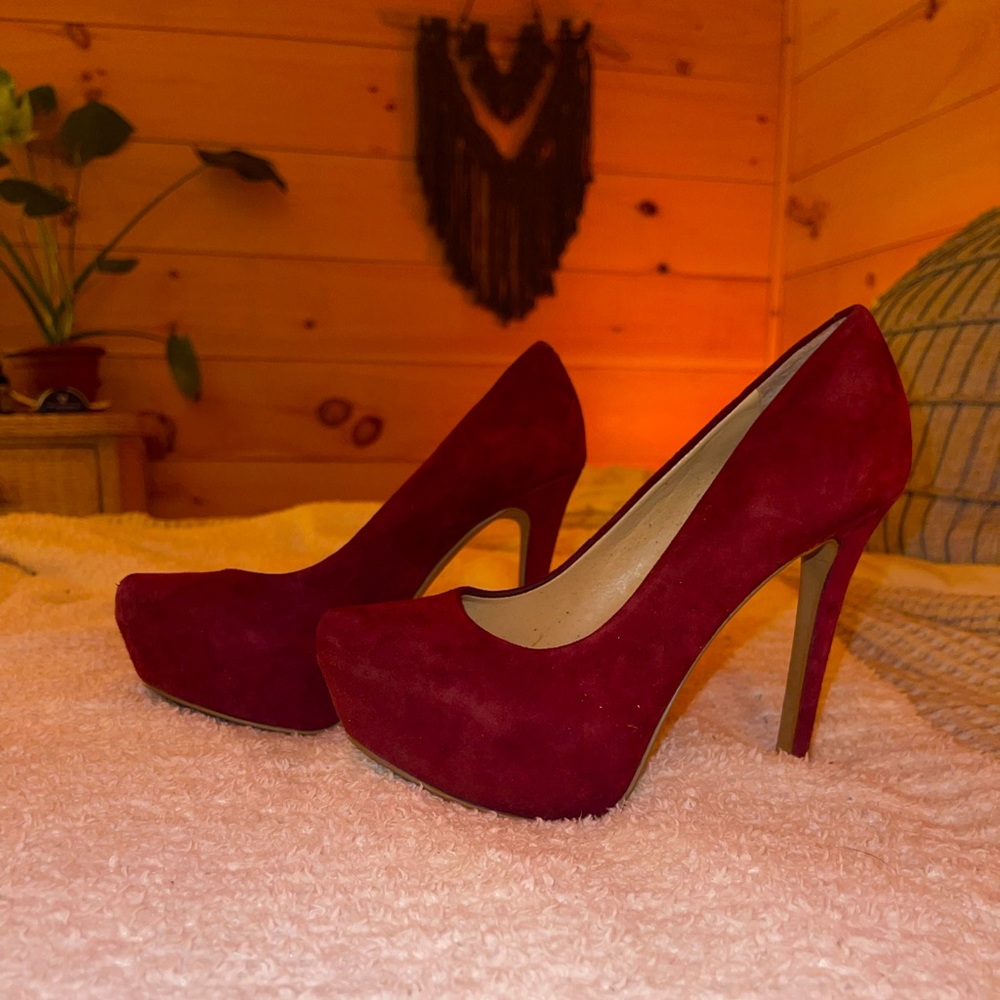 Burgundy Jessica Simpson Platform Heels